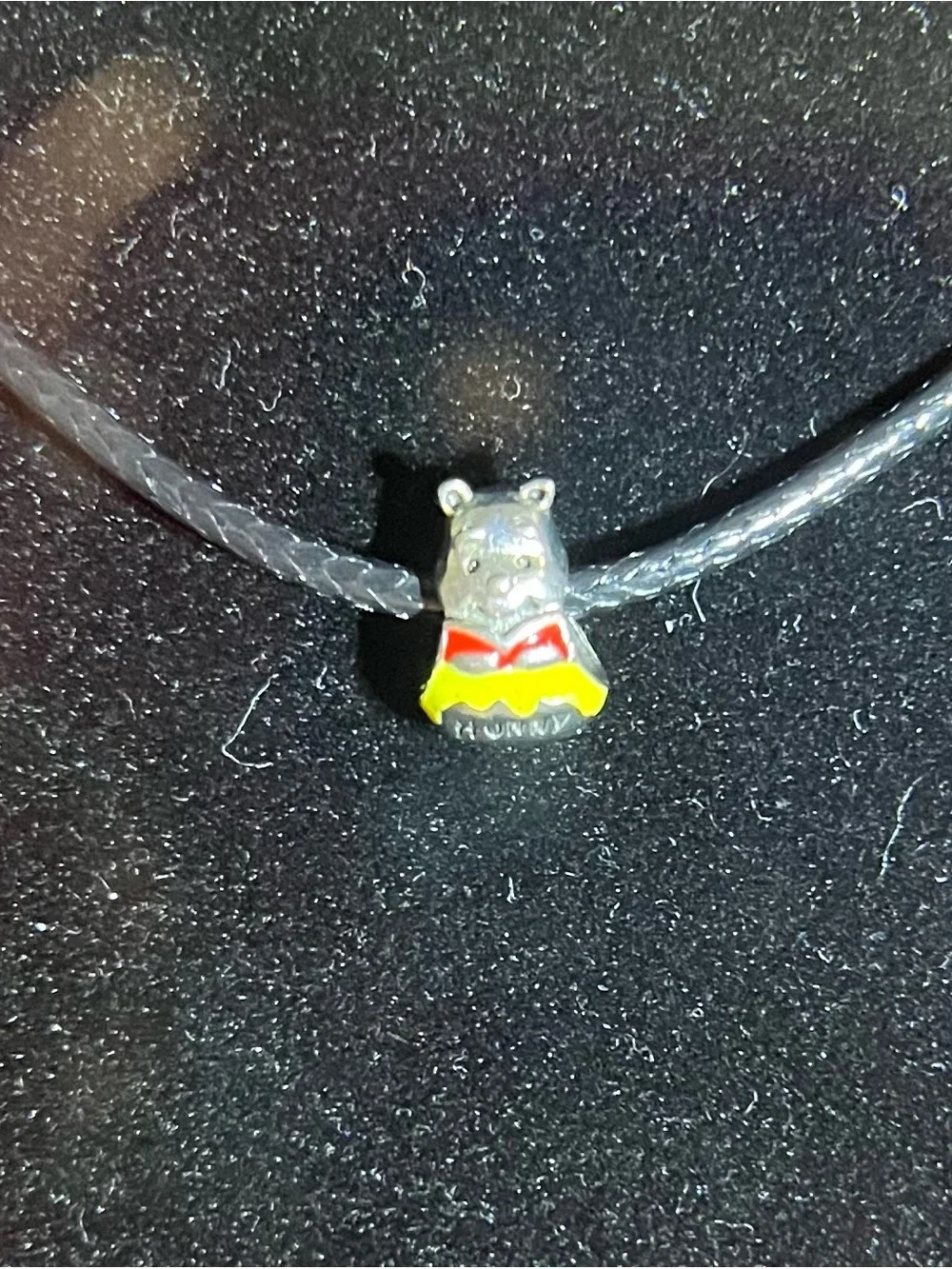Cute 925  Silver Winnie the PoohBear charm Necklace with Red and Yellow Enamel